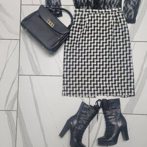 Vintage 90s Ira Joyce Black and White Checkered Skirt xs sm